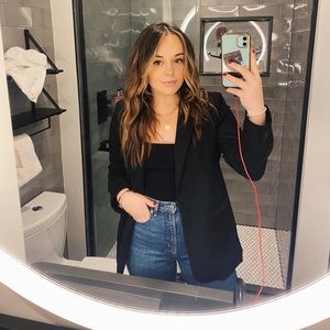 Black H&M oversized blazer slight ruched sleeve